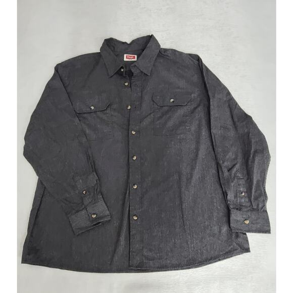 Wrangler men's long sleeve button up regular fit shirt dark Grey Size 2x Country - Picture 3 of 9